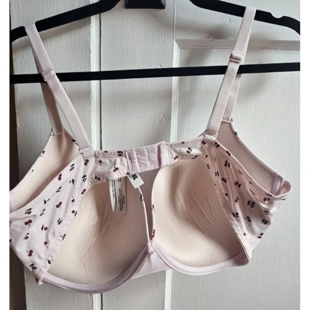 Victoria's Secret PINK everywhere Push-Up bra pink tulip cherry print 38DD